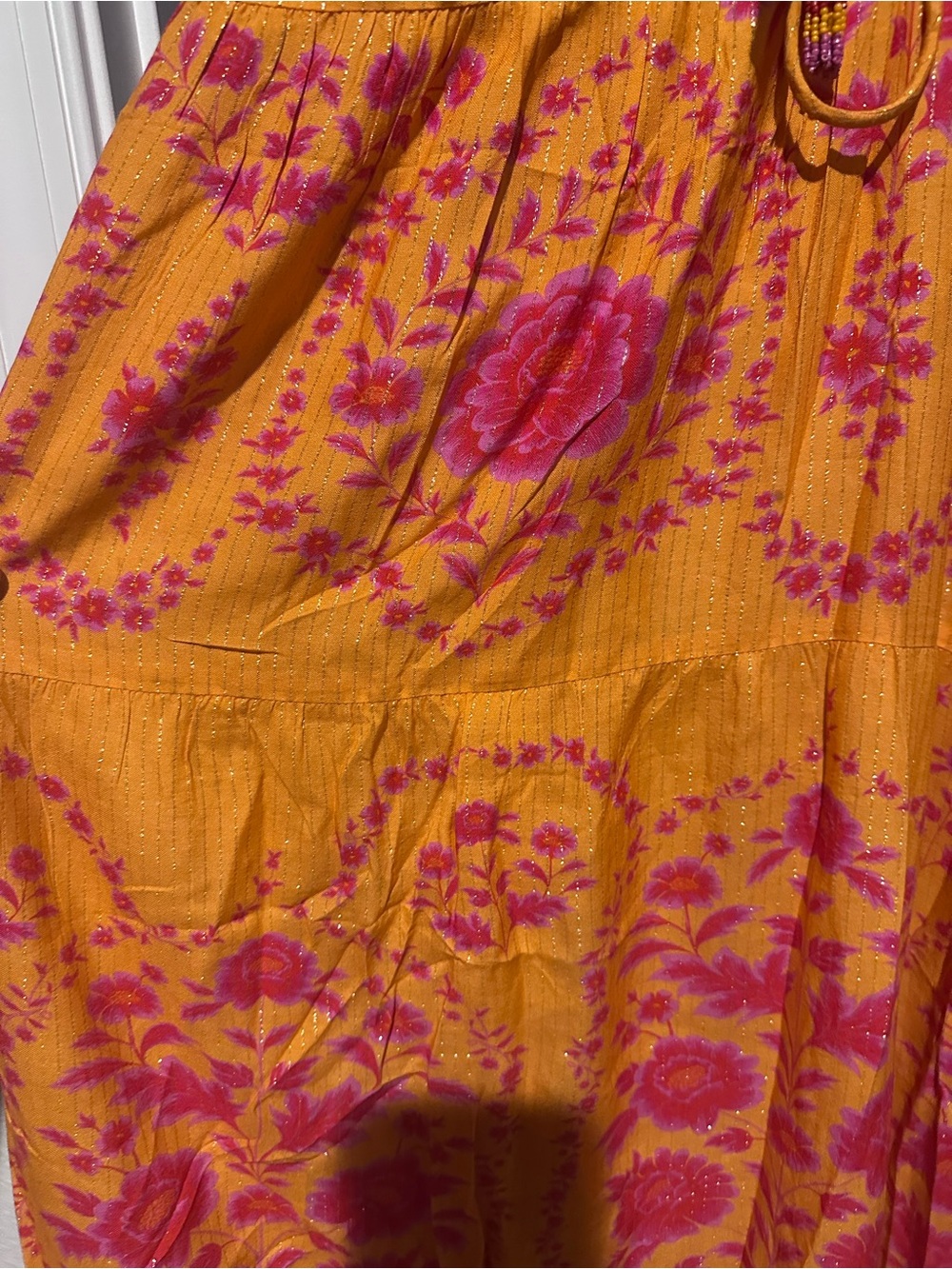 FARM Rio Orange Maxi Dress with Pink Floral Print - Picture 3 of 6